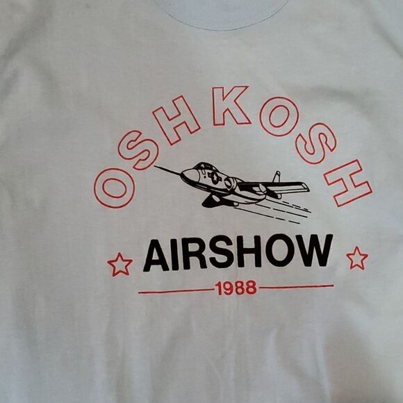 𝅺VINTAGE Tee Jays Single Stitch Youth Air Show T- Shirt Medium Blue - Picture 2 of 8
